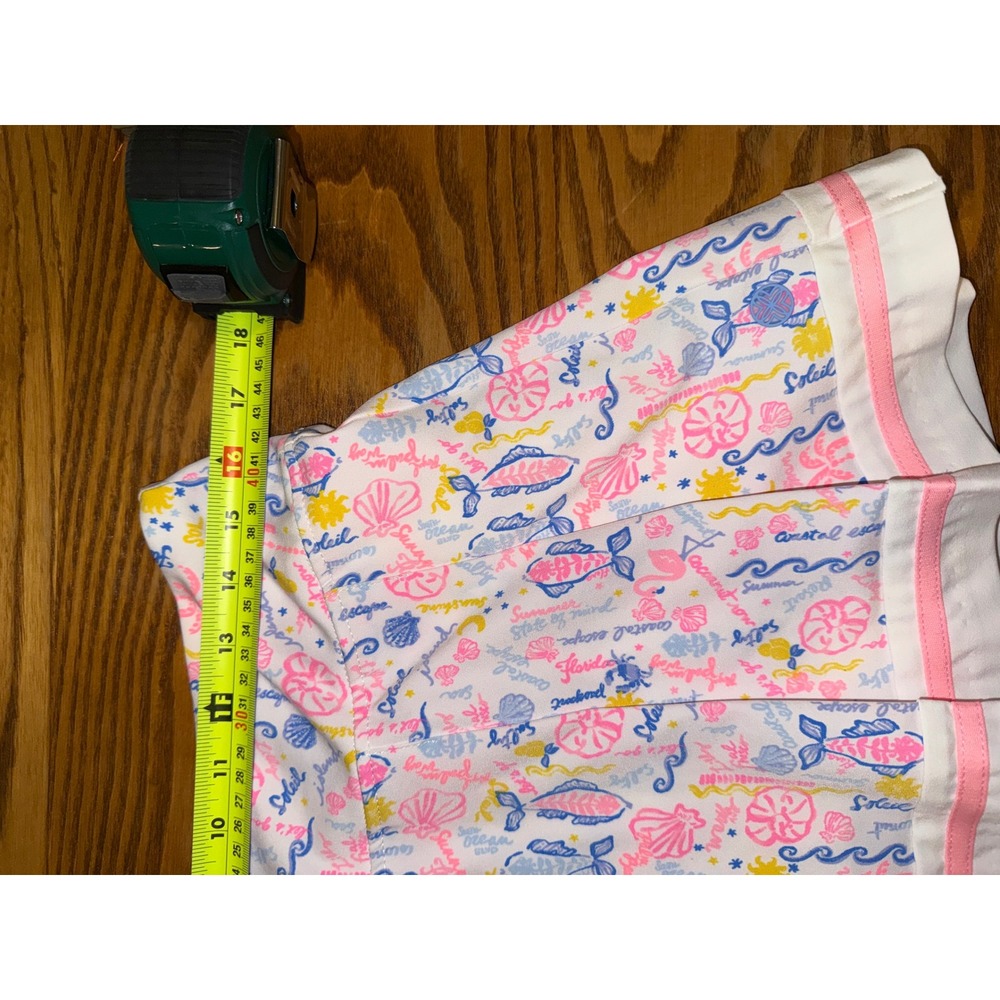 Lilly Pulitzer Luxletic Women 8 White Pink Coastal Print Pleated Tennis Skort - Picture 4 of 9